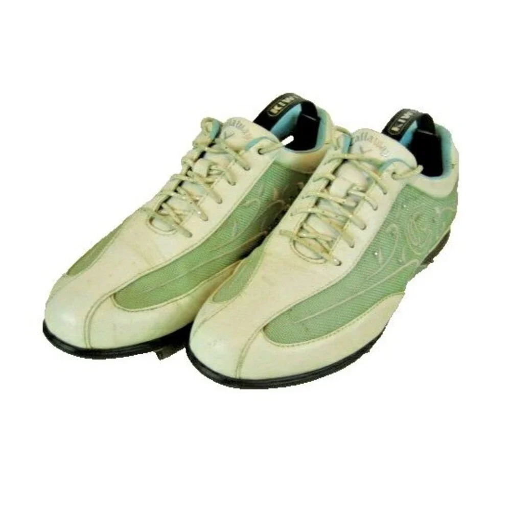 Womens Shabby Chic Callaway Golf Shoes White/Blue Embroidery Rhinestones Sz 7